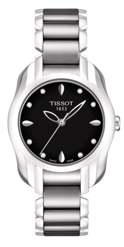 Buy Shop Tissot T Wave Black Dial Two Tone Steel Strap Watch For Women - T023.210.11.056.00 USA Online