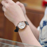 Buy Shop Tissot T Wave Diamond Mother of Pearl Dial Black Leather Strap Watch For Women - T112.210.36.111.00 USA Online