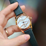 Buy Shop Tissot T Wave Diamond Mother of Pearl Dial Black Leather Strap Watch For Women - T112.210.36.111.00 USA Online