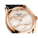 Buy Shop Tissot T Wave Diamond Mother of Pearl Dial Black Leather Strap Watch For Women - T112.210.36.111.00 USA Online