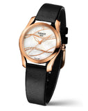 Buy Shop Tissot T Wave Diamond Mother of Pearl Dial Black Leather Strap Watch For Women - T112.210.36.111.00 USA Online