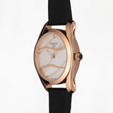 Buy Shop Tissot T Wave Diamond Mother of Pearl Dial Black Leather Strap Watch For Women - T112.210.36.111.00 USA Online