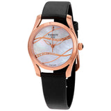 Buy Shop Tissot T Wave Diamond Mother of Pearl Dial Black Leather Strap Watch For Women - T112.210.36.111.00 USA Online
