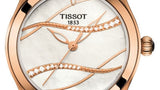 Buy Shop Tissot T Wave Diamond Mother of Pearl Dial Black Leather Strap Watch For Women - T112.210.36.111.00 USA Online