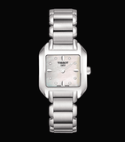 Buy Shop Tissot T Wave Diamonds Mother of Pearl Dial Silver Steel Strap Watch for Women - T02.1.285.74 USA Online