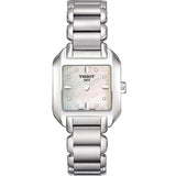 Buy Shop Tissot T Wave Diamonds Mother of Pearl Dial Silver Steel Strap Watch for Women - T02.1.285.74 USA Online