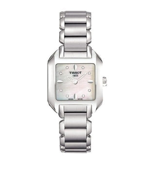 Buy Shop Tissot T Wave Diamonds Mother of Pearl Dial Silver Steel Strap Watch for Women - T02.1.285.74 USA Online