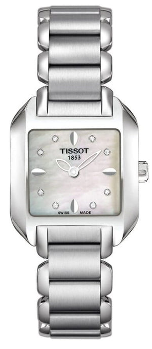 Buy Shop Tissot T Wave Diamonds Mother of Pearl Dial Silver Steel Strap Watch for Women - T02.1.285.74 USA Online