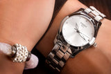 Buy Shop Tissot T Wave Diamonds White Dial Silver Steel Strap Watch For Women - T112.210.11.036.00 USA Online