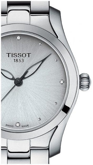 Buy Shop Tissot T Wave Diamonds White Dial Silver Steel Strap Watch For Women - T112.210.11.036.00 USA Online