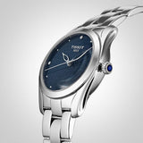 Buy Shop Tissot T Wave Donna Blue Dial Silver Steel Strap Watch For Women - T112.210.11.041.00 USA Online