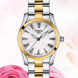 Buy Shop Tissot T Wave Lady White Mother of Pearl Dial Two Tone Steel Strap Watch For Women - T112. 210. 22. 113. 00 USA Online