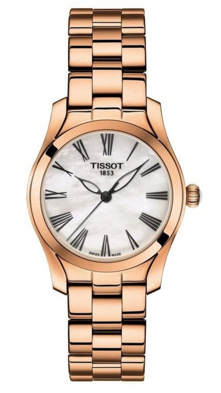 Buy Shop Tissot T Wave Mother of Pearl Dial Rose Gold Steel Strap Watch For Women - T112.210.33.113.00 USA Online