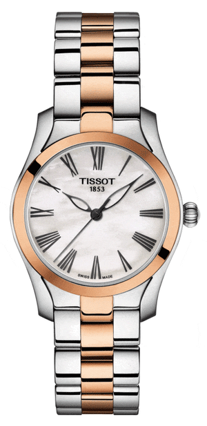 Buy Shop Tissot T Wave Mother of Pearl Dial Two Tone Steel Strap Watch For Women - T112.210.22.113.01 USA Online