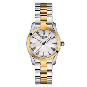 Buy Shop Tissot T Wave Quartz Mother of Pearl Dial Two Tone Steel Strap Watch for Women - T112.210.22.113.00 USA Online