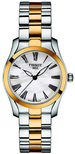 Buy Shop Tissot T Wave Quartz Mother of Pearl Dial Two Tone Steel Strap Watch for Women - T112.210.22.113.00 USA Online