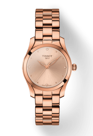 Buy Shop Tissot T Wave Rose Gold Dial Rose Gold Steel Strap Watch For Women - T112.210.33.456.00 USA Online