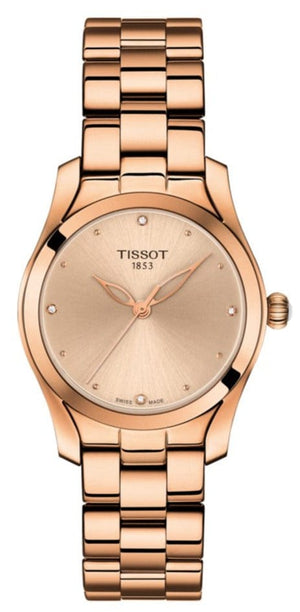 Buy Shop Tissot T Wave Rose Gold Dial Rose Gold Steel Strap Watch For Women - T112.210.33.456.00 USA Online