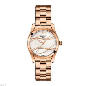 Buy Shop Tissot T Wave T Lady Mother of Pearl Dial Rose Gold Steel Strap Watch For Women - T112.210.33.111.00 USA Online