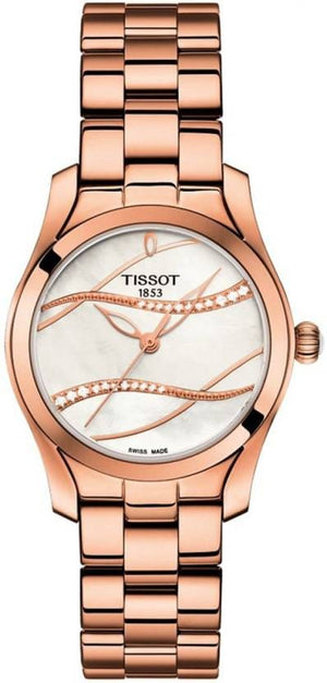 Buy Shop Tissot T Wave T Lady Mother of Pearl Dial Rose Gold Steel Strap Watch For Women - T112.210.33.111.00 USA Online