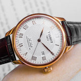 Buy Shop Tissot Le Locle Powermatic 80 Silver Dial Brown Leather Strap Watch For Men - T006.407.36.033.00 USA Online