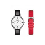 Buy Shop Tissot Bella Ora Round White Dial Black Leather Strap Watch For Women - T103.210.16.018.00 USA Online