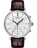 Buy Shop Tissot Carson Premium Chronograph White Dial Brown Leather Strap Watch For Men - T122.417.16.011.00 USA Online