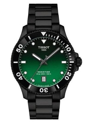 Buy Shop Tissot Tissot Seastar 1000 Quartz Green Dial Black Steel Strap Watch for Men - T120.410.33.091.00 USA Online