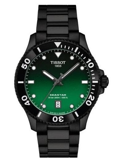 Buy Shop Tissot Tissot Seastar 1000 Quartz Green Dial Black Steel Strap Watch for Men - T120.410.33.091.00 USA Online