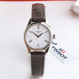 Buy Shop Tissot Tradition 5.5 Lady Silver Dial Brown Leather Strap Watch for Women - T063.009.16.018.00 USA Online