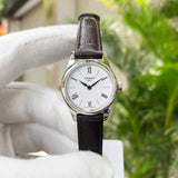 Buy Shop Tissot Tradition 5.5 Lady Silver Dial Brown Leather Strap Watch for Women - T063.009.16.018.00 USA Online