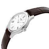 Buy Shop Tissot Tradition 5.5 Lady Silver Dial Brown Leather Strap Watch for Women - T063.009.16.018.00 USA Online