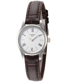 Buy Shop Tissot Tradition 5.5 Lady Silver Dial Brown Leather Strap Watch for Women - T063.009.16.018.00 USA Online