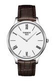 Buy Shop Tissot Tradition 5.5 Lady Silver Dial Brown Leather Strap Watch for Women - T063.009.16.018.00 USA Online