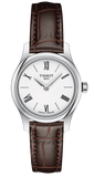 Buy Shop Tissot Tradition 5.5 Lady Silver Dial Brown Leather Strap Watch for Women - T063.009.16.018.00 USA Online