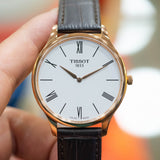Buy Shop Tissot Tradition 5.5 White Dial Brown Leather Strap Watch for Men - T063.409.36.018.00 USA Online