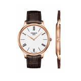 Buy Shop Tissot Tradition 5.5 White Dial Brown Leather Strap Watch for Men - T063.409.36.018.00 USA Online