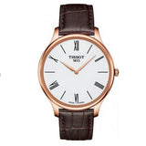 Buy Shop Tissot Tradition 5.5 White Dial Brown Leather Strap Watch for Men - T063.409.36.018.00 USA Online