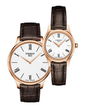 Buy Shop Tissot Tradition 5.5 White Dial Brown Leather Strap Watch for Men - T063.409.36.018.00 USA Online