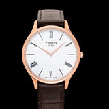 Buy Shop Tissot Tradition 5.5 White Dial Brown Leather Strap Watch for Men - T063.409.36.018.00 USA Online