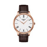 Buy Shop Tissot Tradition 5.5 White Dial Brown Leather Strap Watch for Men - T063.409.36.018.00 USA Online
