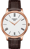 Buy Shop Tissot Tradition 5.5 White Dial Brown Leather Strap Watch for Men - T063.409.36.018.00 USA Online