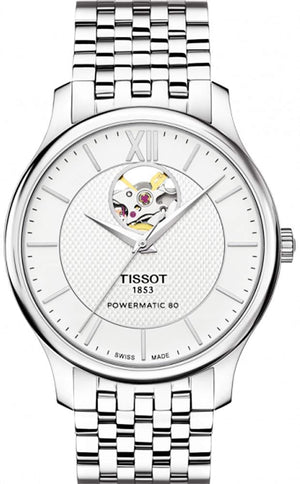 Buy Shop Tissot Tradition Powermatic 80 Open Heart Automatic Watch For Men - T063.907.11.038.00 USA Online