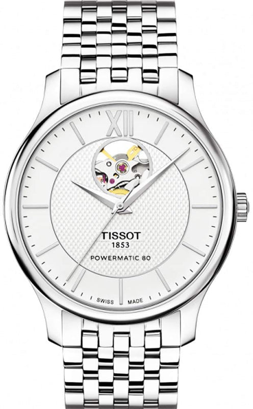 Buy Shop Tissot Tradition Powermatic 80 Open Heart Automatic Watch For Men - T063.907.11.038.00 USA Online
