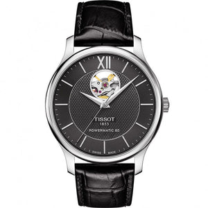 Buy Shop Tissot Tradition Powermatic 80 Open Heart Automatic Watch For Men - T063.907.16.058.00 USA Online
