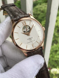 Buy Shop Tissot Tradition Powermatic 80 Open Heart Silver Dial Brown Leather Strap Watch For Men - T063.907.36.038.00 USA Online