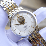 Buy Shop Tissot Tradition Powermatic 80 Open Heart Silver Dial Two Tone Steel Strap Watch For Men - T063.907.22.038.00 USA Online