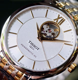 Buy Shop Tissot Tradition Powermatic 80 Open Heart Silver Dial Two Tone Steel Strap Watch For Men - T063.907.22.038.00 USA Online