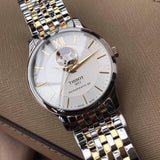 Buy Shop Tissot Tradition Powermatic 80 Open Heart Silver Dial Two Tone Steel Strap Watch For Men - T063.907.22.038.00 USA Online