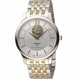 Buy Shop Tissot Tradition Powermatic 80 Open Heart Silver Dial Two Tone Steel Strap Watch For Men - T063.907.22.038.00 USA Online